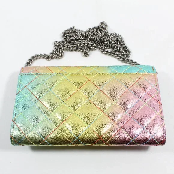 Kurt Geiger Brixton Metallic Leather Wallet-on-a-Chain - Rainbow - Picture 2 of 6